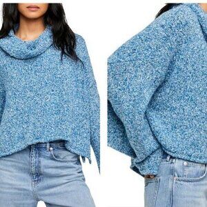 Free People Blue Marine BFF With Cowl Neck Sweater